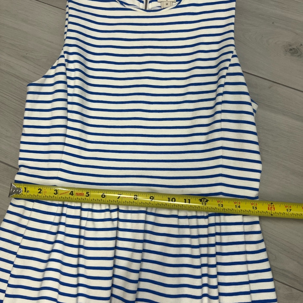 J. Crew Blue & White Striped Dress  Sleeveless Summer Fit & Flare Sz M Nautical - Picture 7 of 7